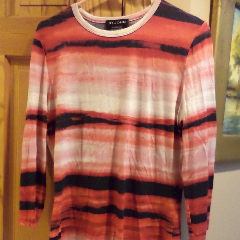 WOMEN'S St. John T-SHIRT~Shades of Pink White Black~New without Tags~Medium NWOT